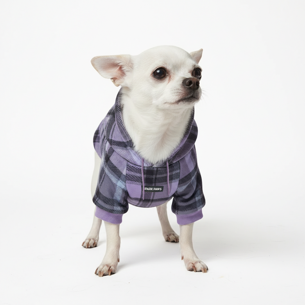 Purple Plaid Dog Hoodie