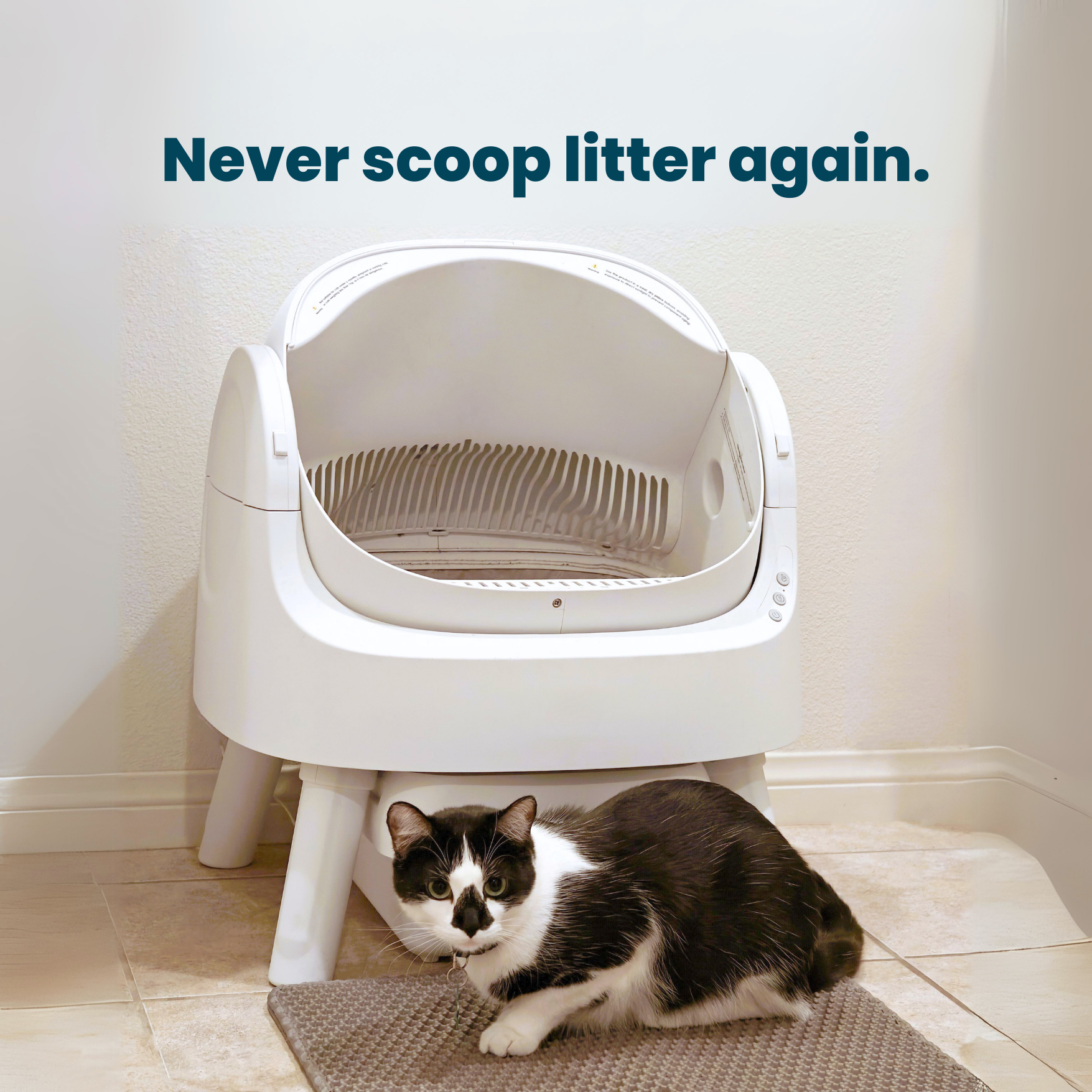 Wumarts Autoscooper 11 Open-Top Self-Cleaning Cat Litter Box，Odor-Free Waste Disposal includes Trash Bags
