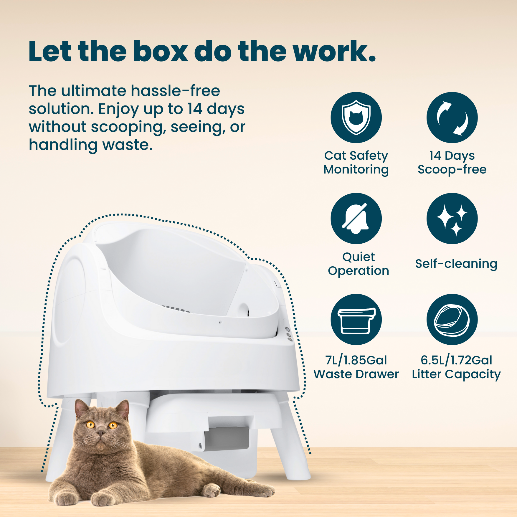 Wumarts Autoscooper 11 Open-Top Self-Cleaning Cat Litter Box，Odor-Free Waste Disposal includes Trash Bags