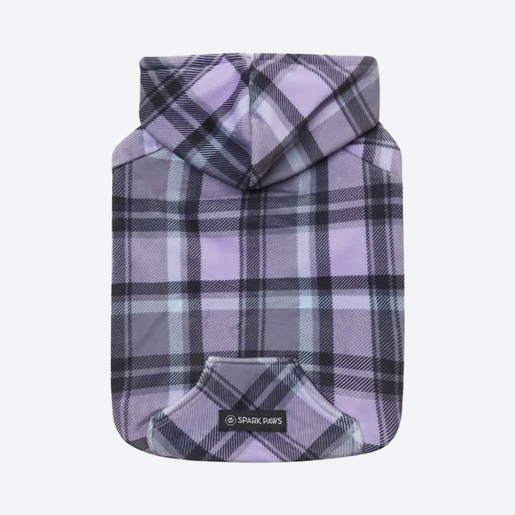 Purple Plaid Dog Hoodie