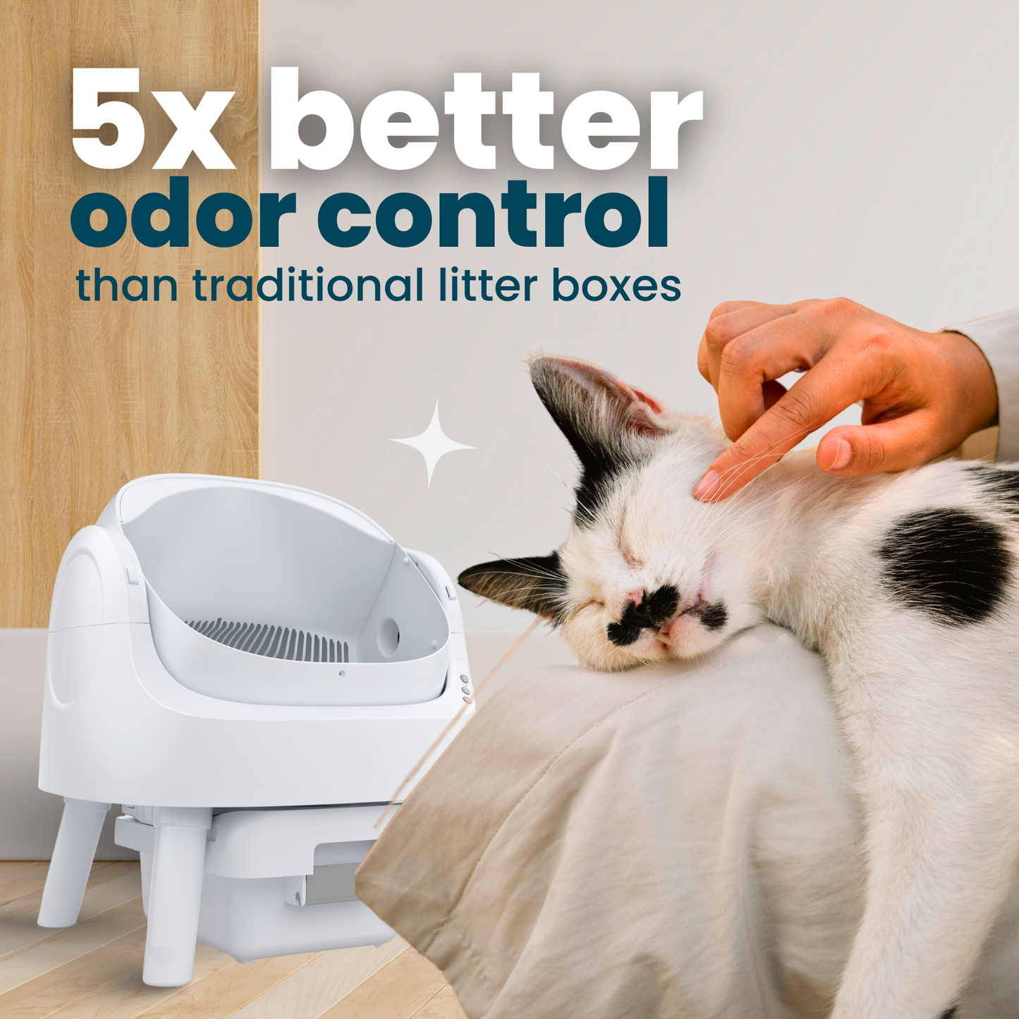 Wumarts Autoscooper 11 Open-Top Self-Cleaning Cat Litter Box，Odor-Free Waste Disposal includes Trash Bags