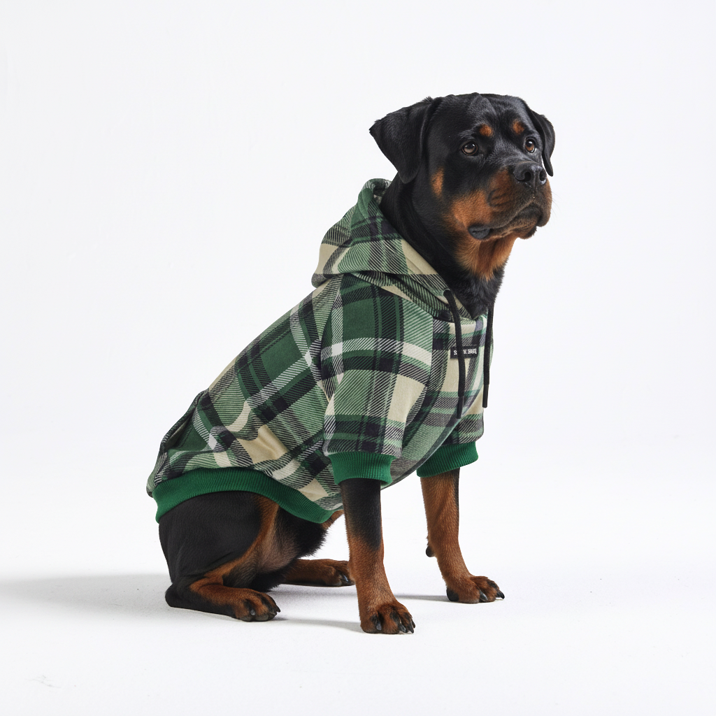 Green Plaid Dog Hoodie
