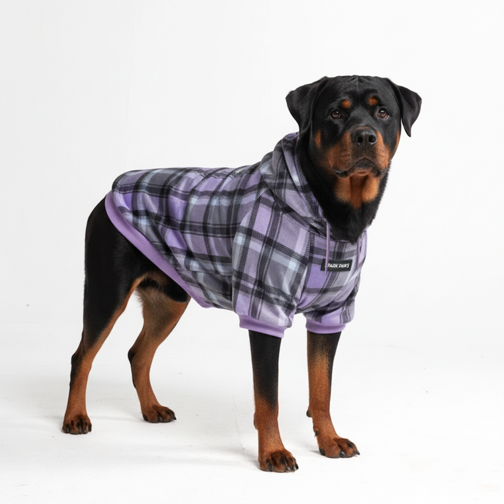 Purple Plaid Dog Hoodie