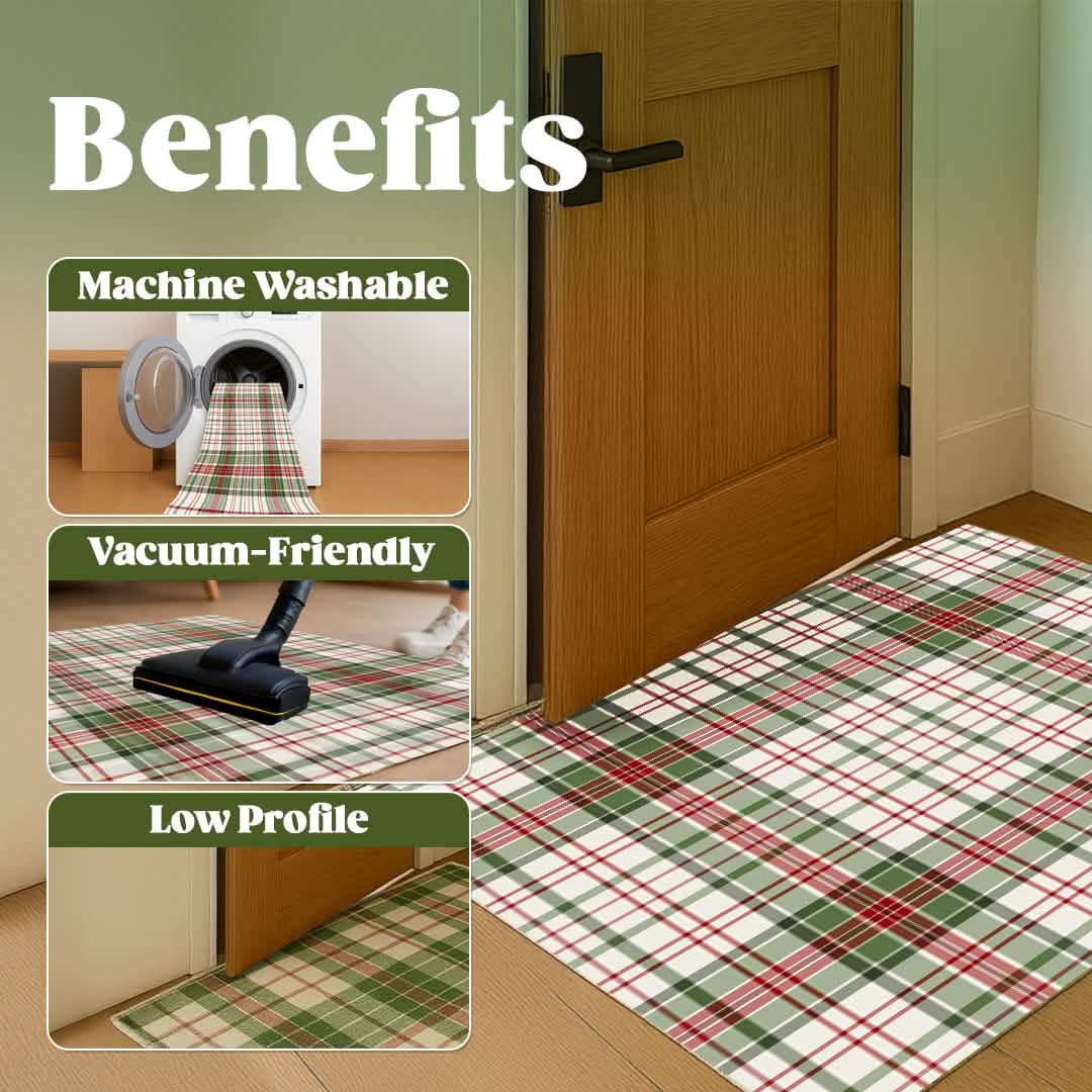 Wumarts Mat® Plaid Washable Area Rugs for Living Room, Bedroom & Dining Room – Modern Soft Low Pile Non Slip Carpet – Pet Friendly Waterproof Foldable Rugs for Home