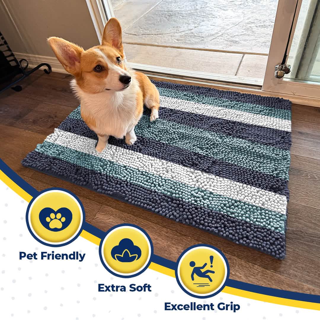 Wumarts Mat® Horizontal Loop Design Super Absorbent Chenille Dog Door Mat for Wumarts Paws – Non-Slip, Machine Washable Indoor Entry Rug, Quick-Dry Pet Mat for Entryway
