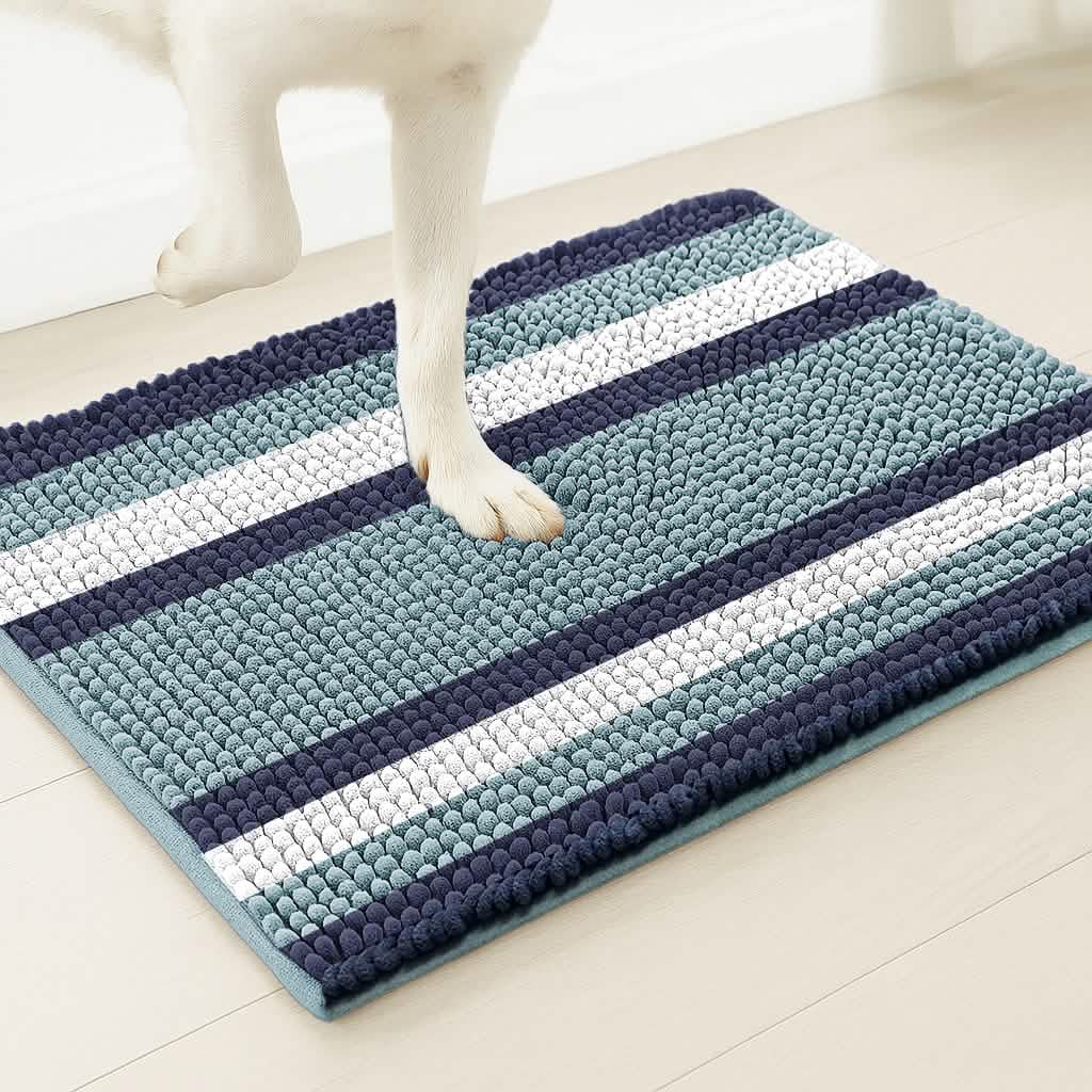 Wumarts Mat® Horizontal Loop Design Super Absorbent Chenille Dog Door Mat for Wumarts Paws – Non-Slip, Machine Washable Indoor Entry Rug, Quick-Dry Pet Mat for Entryway