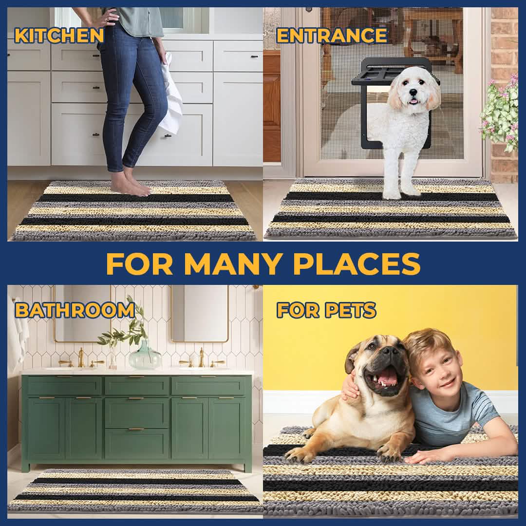 Wumarts Mat® Horizontal Loop Design Super Absorbent Chenille Dog Door Mat for Wumarts Paws – Non-Slip, Machine Washable Indoor Entry Rug, Quick-Dry Pet Mat for Entryway