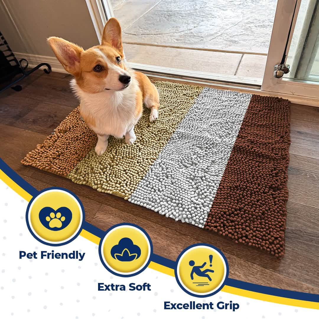 Wumarts Mat® Vertical Loop Design Super Absorbent Chenille Dog Door Mat for Wumarts Paws – Non-Slip, Machine Washable Indoor Entry Rug, Quick-Dry Pet Mat for Entryway