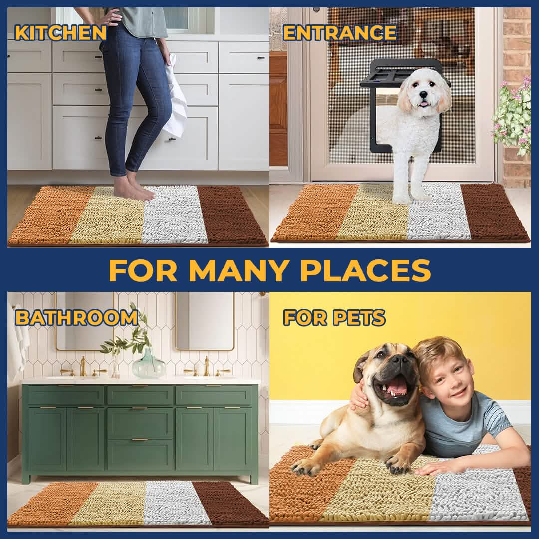 Wumarts Mat® Vertical Loop Design Super Absorbent Chenille Dog Door Mat for Wumarts Paws – Non-Slip, Machine Washable Indoor Entry Rug, Quick-Dry Pet Mat for Entryway