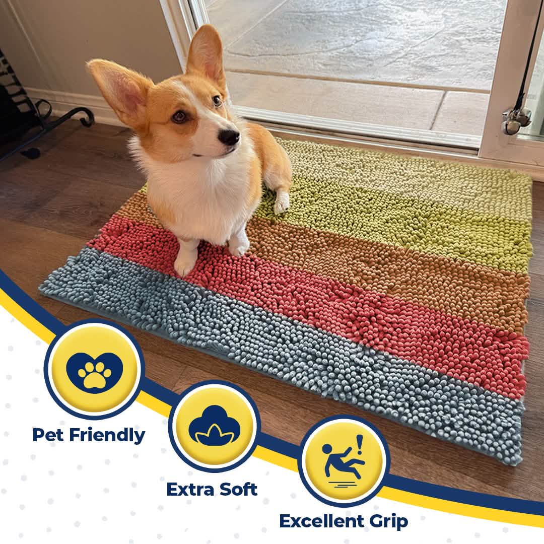 Wumarts Mat® Horizontal Loop Design Super Absorbent Chenille Dog Door Mat for Wumarts Paws – Non-Slip, Machine Washable Indoor Entry Rug, Quick-Dry Pet Mat for Entryway