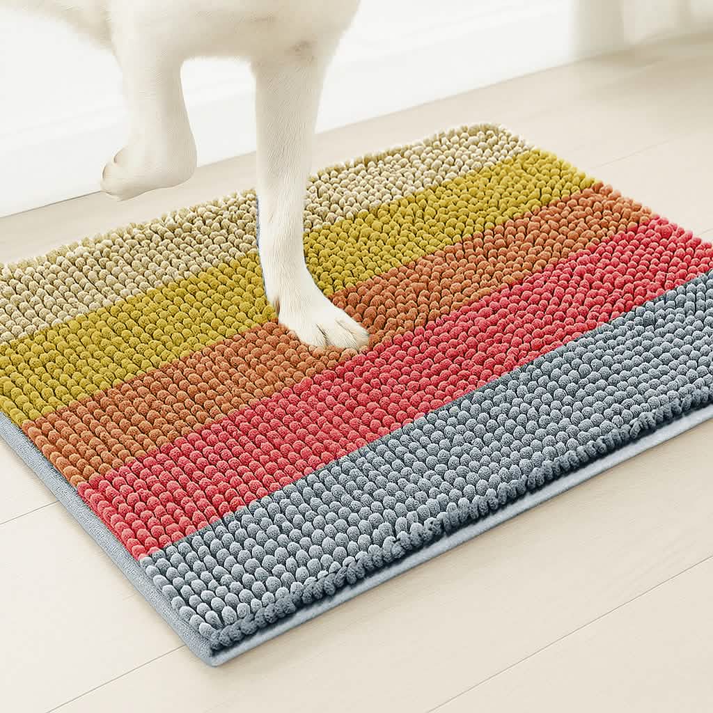 Wumarts Mat® Horizontal Loop Design Super Absorbent Chenille Dog Door Mat for Wumarts Paws – Non-Slip, Machine Washable Indoor Entry Rug, Quick-Dry Pet Mat for Entryway