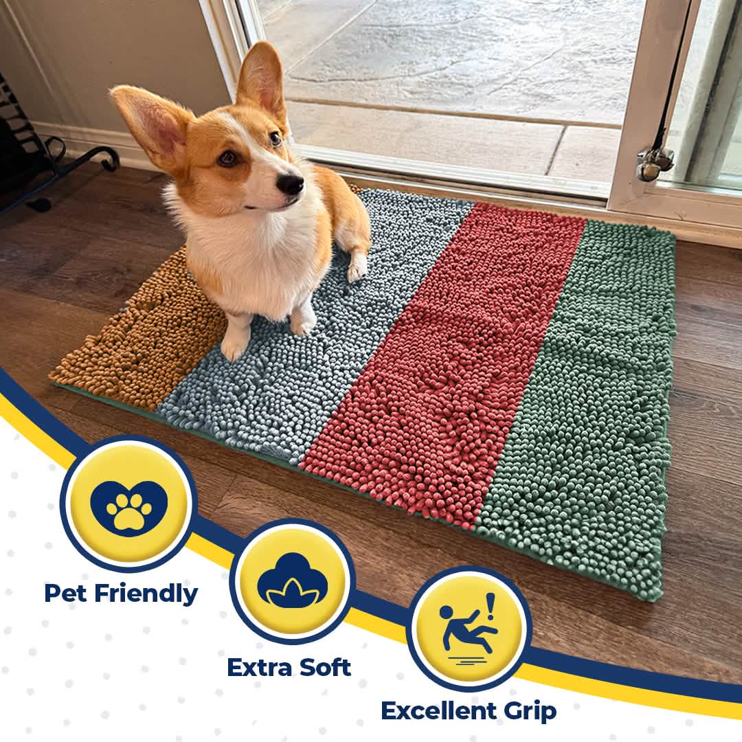 Wumarts Mat® Vertical Loop Design Super Absorbent Chenille Dog Door Mat for Wumarts Paws – Non-Slip, Machine Washable Indoor Entry Rug, Quick-Dry Pet Mat for Entryway