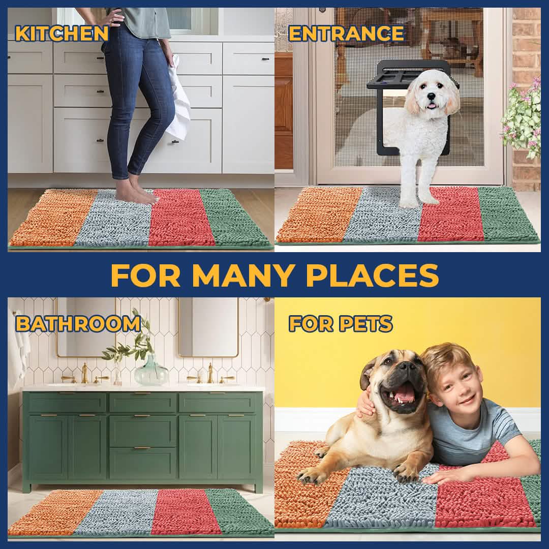 Wumarts Mat® Vertical Loop Design Super Absorbent Chenille Dog Door Mat for Wumarts Paws – Non-Slip, Machine Washable Indoor Entry Rug, Quick-Dry Pet Mat for Entryway