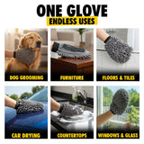 Wumarts Mat® Dog Washing Gloves – Dual-Sided Pet Grooming Mitt with TPR Brush & Chenille Microfiber – Dog Wash Mitt for Bathing, Shedding & Hair Removal – Pet Bath Gloves for All Coat Types