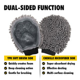 Wumarts Mat® Dog Washing Gloves – Dual-Sided Pet Grooming Mitt with TPR Brush & Chenille Microfiber – Dog Wash Mitt for Bathing, Shedding & Hair Removal – Pet Bath Gloves for All Coat Types