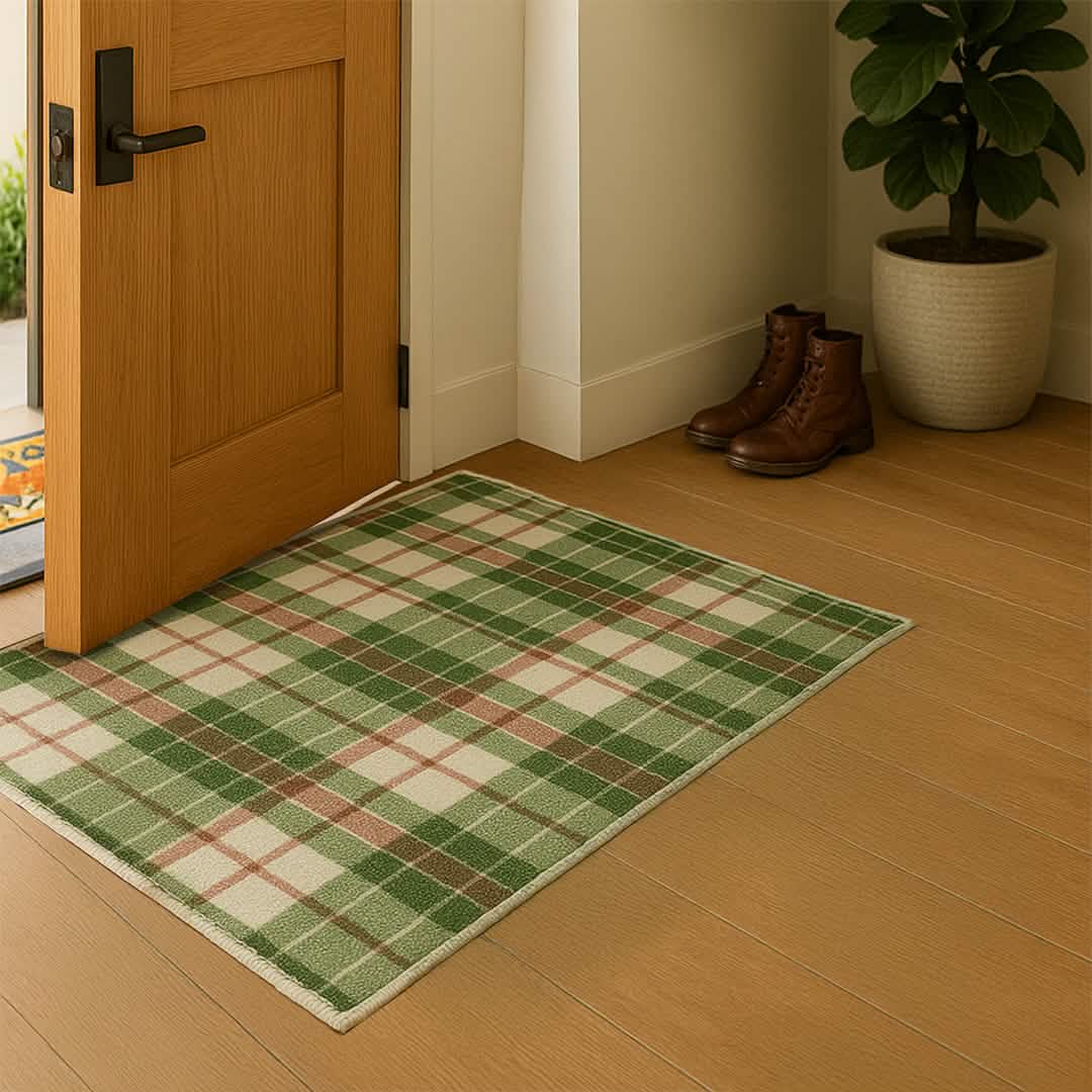 Wumarts Mat® Plaid Washable Area Rugs for Living Room, Bedroom & Dining Room – Modern Soft Low Pile Non Slip Carpet – Pet Friendly Waterproof Foldable Rugs for Home