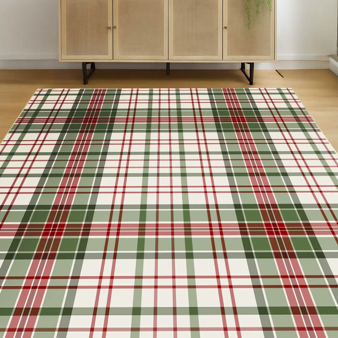Wumarts Mat® Plaid Washable Area Rugs for Living Room, Bedroom & Dining Room – Modern Soft Low Pile Non Slip Carpet – Pet Friendly Waterproof Foldable Rugs for Home