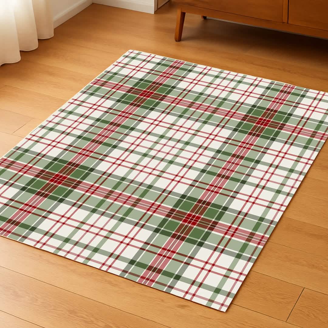 Wumarts Mat® Plaid Washable Area Rugs for Living Room, Bedroom & Dining Room – Modern Soft Low Pile Non Slip Carpet – Pet Friendly Waterproof Foldable Rugs for Home